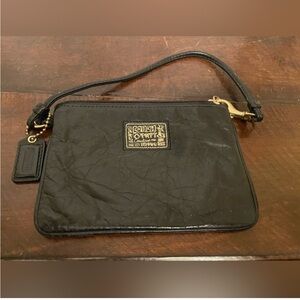 Coach Black Wristlet with Gold Details